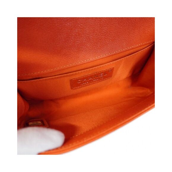 Pre Loved Chanel Boy Small Quilted Bag Women Orange Shoulder Bags - Picture 4 of 8